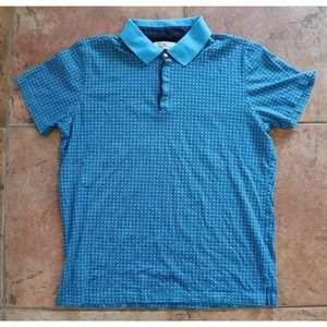 Arturo Calle Polo Shirt Soft Pique Cotton Blue Pattern Slim Fit Men's Size Large